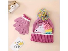 Dětská zimní sada čepice a&nbsp;rukavic s&nbsp;jednorožcem 8