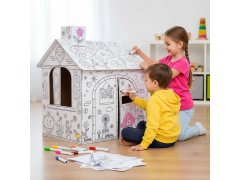 Dětský domeček k&nbsp;vybarvení s&nbsp;fixy 60,5 x 48 x 70 cm