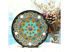 Diamantové malování LED lampička mandala - modro fialová 10