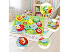 Dřevěná hračka s&nbsp;ozubenými kolečky se zvířátky 11