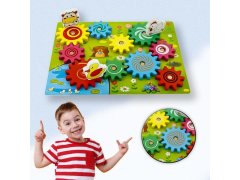 Dřevěná hračka s&nbsp;ozubenými kolečky se zvířátky 12