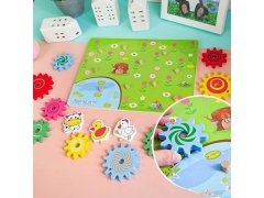 Dřevěná hračka s&nbsp;ozubenými kolečky se zvířátky 3