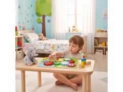 Dřevěná hračka s&nbsp;ozubenými kolečky se zvířátky 4