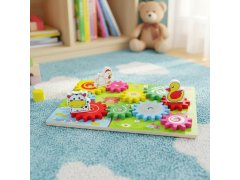 Dřevěná hračka s&nbsp;ozubenými kolečky se zvířátky 6