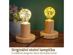 Dřevěná stolní lampa se žárovkou - neutrální světlo 2