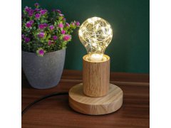 Dřevěná stolní lampa se žárovkou - neutrální světlo 7