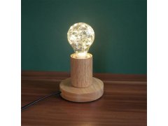 Dřevěná stolní lampa se žárovkou - neutrální světlo 8