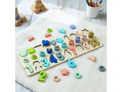 Dřevěná vkládačka - čísla, tvary, počítání