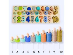 Dřevěná vkládačka - čísla, tvary, počítání 12