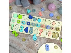 Dřevěná vkládačka - čísla, tvary, počítání 9