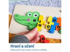 Dřevěné puzzle s čísly - krokodýl 2