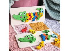 Dřevěné puzzle s čísly - krokodýl 4