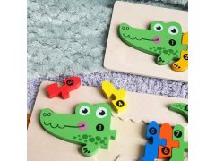 Dřevěné puzzle s čísly - krokodýl 6