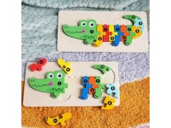 Dřevěné puzzle s čísly - krokodýl 7