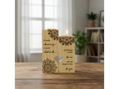 Dřevěné svícny na čajové svíčky pro páry, 2 ks - mandala