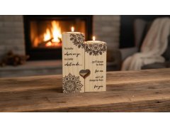 Dřevěné svícny na čajové svíčky pro páry, 2 ks - mandala 2