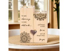 Dřevěné svícny na čajové svíčky pro páry, 2 ks - mandala 6