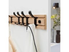 Dřevěný věšák s&nbsp;5 kovovými háčky 50 cm 6