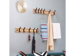 Dřevěný věšák s&nbsp;5 kovovými háčky 50 cm 7