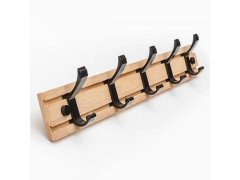 Dřevěný věšák s&nbsp;5 kovovými háčky 50 cm 8
