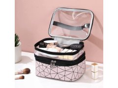 Dvoupatrový organizér na kosmetiku - růžový 7