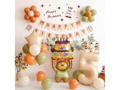 Fóliový balónek 100 cm - narozeninový medvídek 2