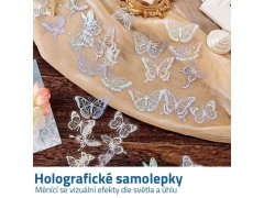 Holografické samolepky motýlci 45 ks 2