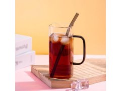 Hranatá sklenice s víčkem, brčkem a uchem - 350 ml 3