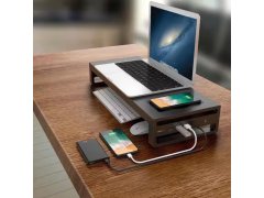 Kovový stojan na monitor s USB porty a bezdrátovým nabíjením 8