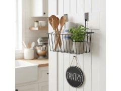 Kovový závěsný košík na dvířka - černý