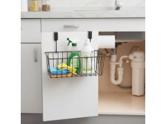 Kovový závěsný košík na dvířka - černý 2