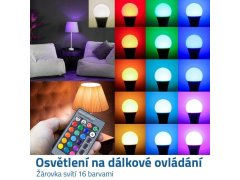 LED RGB žárovka s ovladačem - 16 barev 2