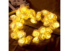 LED světelný řetěz na baterie s růžičkami - 20 květů