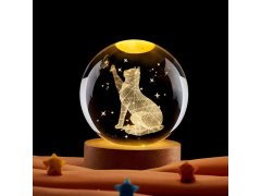  LED svítící skleněná koule - kočka 