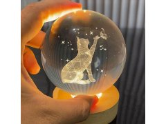  LED svítící skleněná koule - kočka 6