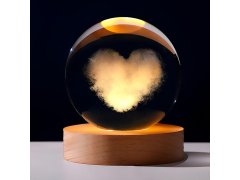  LED svítící skleněná koule - srdce