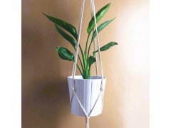 Macramé závěs na květináč - krémový 7