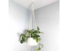 Macramé závěs na květináč - krémový 8