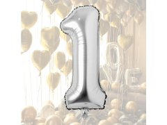 Maxi balónek 100 cm stříbrný - číslo 1