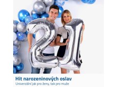 Maxi balónek 100 cm stříbrný - číslo 1 3