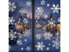 Nálepky na okno - sněhové vločky 52 ks - stříbrné