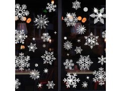 Nálepky na okno - sněhové vločky 52 ks - stříbrné 8