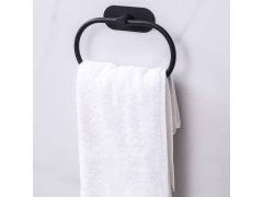 Nalepovací držák na ručníky kruh - černý 3