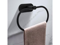 Nalepovací držák na ručníky kruh - černý 4