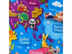 Plstěná dětská mapa světa se zvířátky a památkami 3