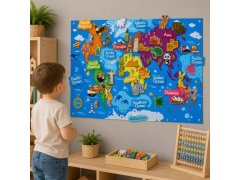 Plstěná dětská mapa světa se zvířátky a památkami 8