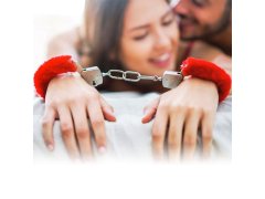 Plyšová pouta - červená 2