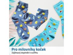 Ponožky s kočičkami - modré 3