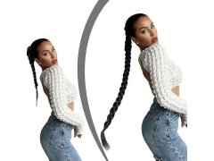 Příčesek do vlasů cop 85 cm - černý 11