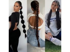 Příčesek do vlasů cop 85 cm - černý 2